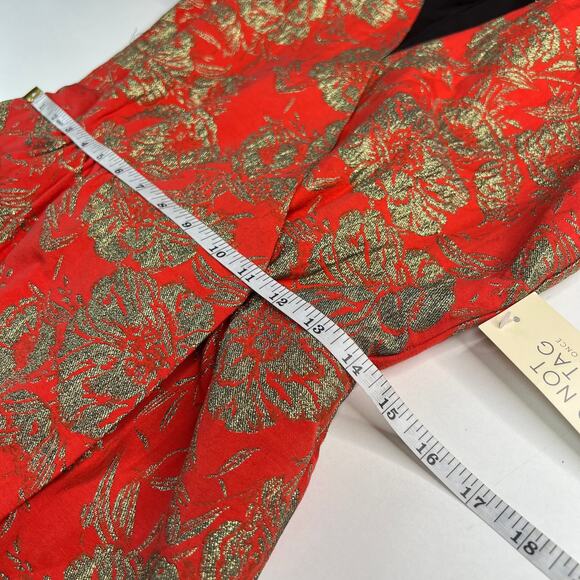 Happy X Nature Kate Hudson Women's Mini Dress Red/Gold Embroidered Glam Size 6 - Picture 9 of 16